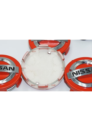 Dk Tuning Nissan Kırmızı Gümüş Jant Göbeği Kapak Seti 60mm