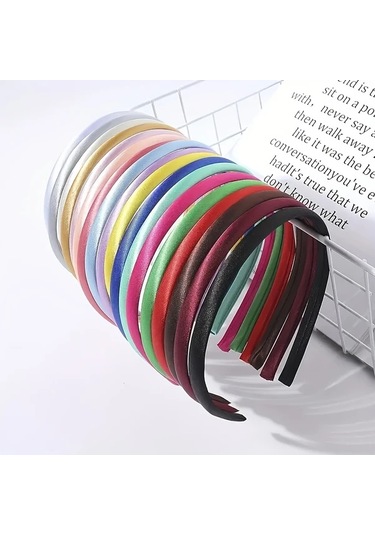 Willowhaven 30/10 Adet Moda Renkli Full Coverage Saten Kurdele Saç Bandı Dıy Saç Aksesuarları Rastgele Renk Karışımı 10 Adet