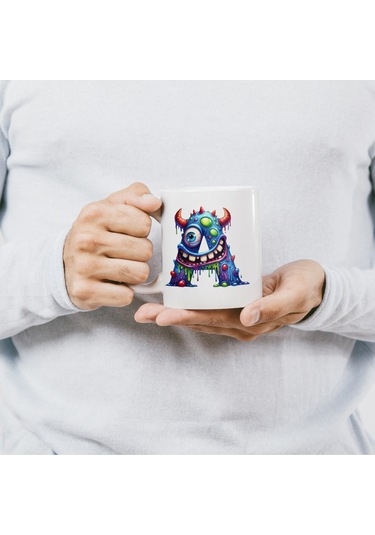 A Harfi Bardak, Sevimli Canavarlar Harflı Bardak Hediyesi Porselen Beyaz