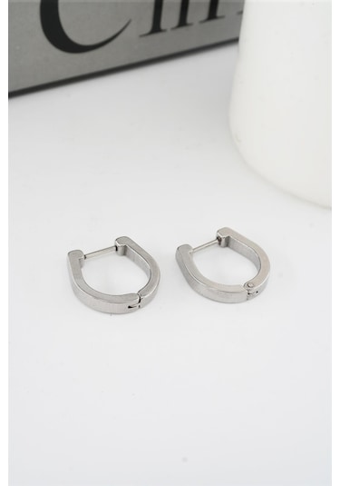 Kadın 316 L Paslanmaz Çelik 1.8 CM Oval Model Küpe 99258137