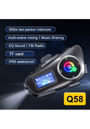 Q58-max Telsiz Özellikli 2 Kişi Bağlantılı Bluetooth Kask Kulaklık Çifti