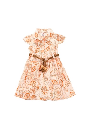 Desenli Bürümcük Kız Elbise Turuncu Bipamuk 001