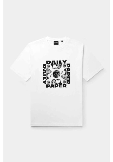 Dagi Classic White Parviz T-shirt: Unisex, Pamuk, Sanat Grafik Detaylı Beyaz