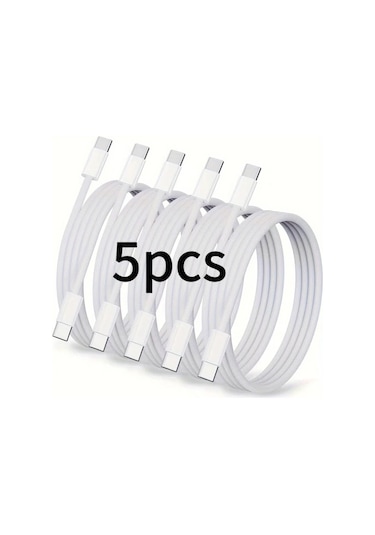 Honeybeeshop 60w Usb C Şarj Kablosu 5 Adet Beyaz Örgülü 100 58cm iPhone Uyumlu 16 Pro Max iPad Uyumlu Samsung Galaxy Uyumlu İçin