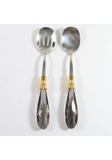 Diamond 2 Parça Salata Servis Seti Füme Gümüş