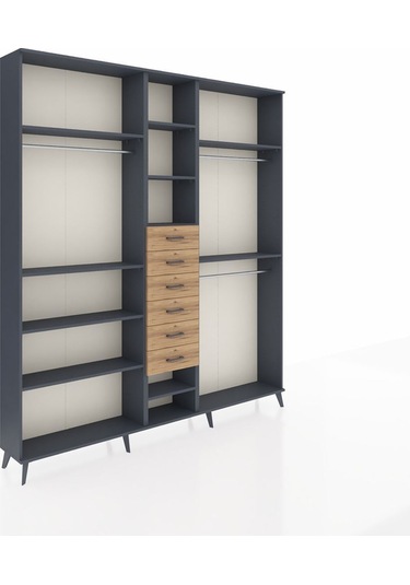 Arges Dolap 10 Raflı 6 Çekmeceli 3 Askılı 220x30x243 Antrasit-antrasit/çam Antrasıt/atlas Çam Arges Dolap 10 Raflı 6 Çekmeceli 3 Askılı 220x30x243 Antrasit-antrasit/çam Antrasıt/atlas Çam