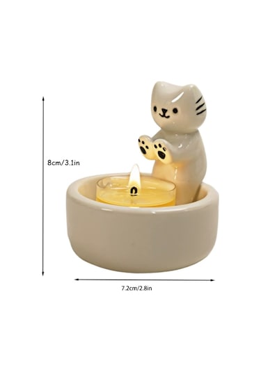 Springsun Seramik Kedi Fantom Mumluk, Nordik Stil Dekorasyon, Halloween Hediyesi, Aromaterapi Mum Tutucu Mum Dahil Değil