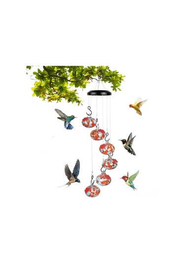 Kosona Bahçe Balkon Pencere İçin Renkli Çiçek Açıkçıklı Alüminyum Arı Kuş Yemlemeci Zil Takımı Turuncu