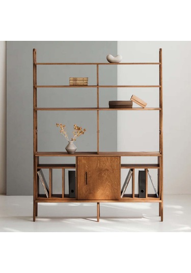 Woodesk Branch, Ahşap Kitaplık Ve Raf Ünitesi, 190x140, Tik Renk