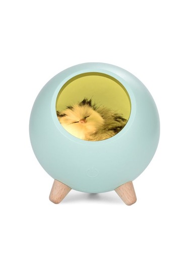 Yeiuyi7 Kedi Bebek İle Yatak Odası Dekorasyon Kedi Evi Şekli Gece Lambası Yeşil