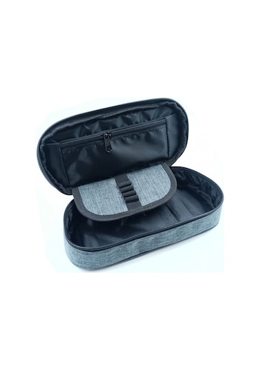 Bback Oval Koyu Gri Kumaş Kalem Çantası 311