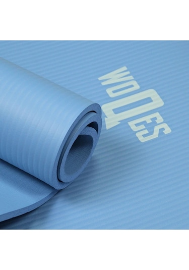 Woqes Konforlu Ve Kaymaz Nbr Yoga Matı 10 Mm Kalınlık Ekstra Destekli Ve Dayanıklı Tasarım Açık Mavi
