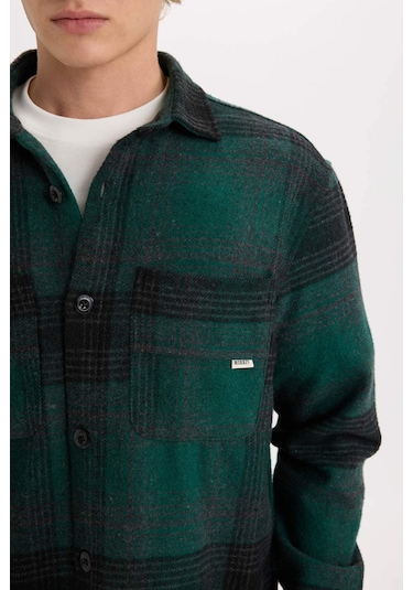 DeFacto Relax Fit Kareli Oduncu Uzun Kollu Gömlek Ceket D1411AX24WNGN465 Yeşil DeFacto Relax Fit Kareli Oduncu Uzun Kollu Gömlek Ceket D1411AX24WNGN465 Yeşil