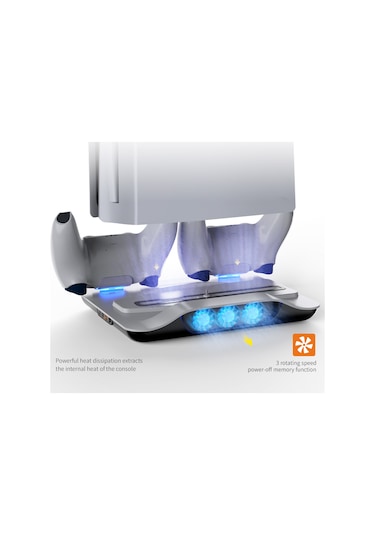 Dobe PS5 Multi Fonksiyonlu Konsol Şarj Standı Fanlı Beyaz