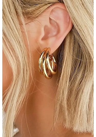 By Zeyna Aksesuar Kadın Vip Seri Ay Model Küpe Zrk00587-5048 Altın