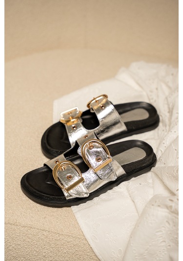 Craft Kadın Gold Toka Detaylı Terlik Silver