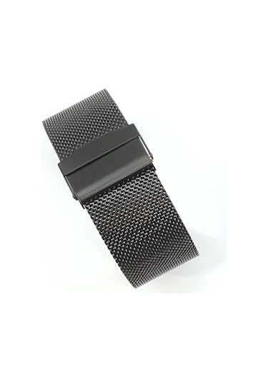 Hasır Kol Saat Kordonu Siyah Çelik Çift Kilit 24 Mm Ø1,90 Mm