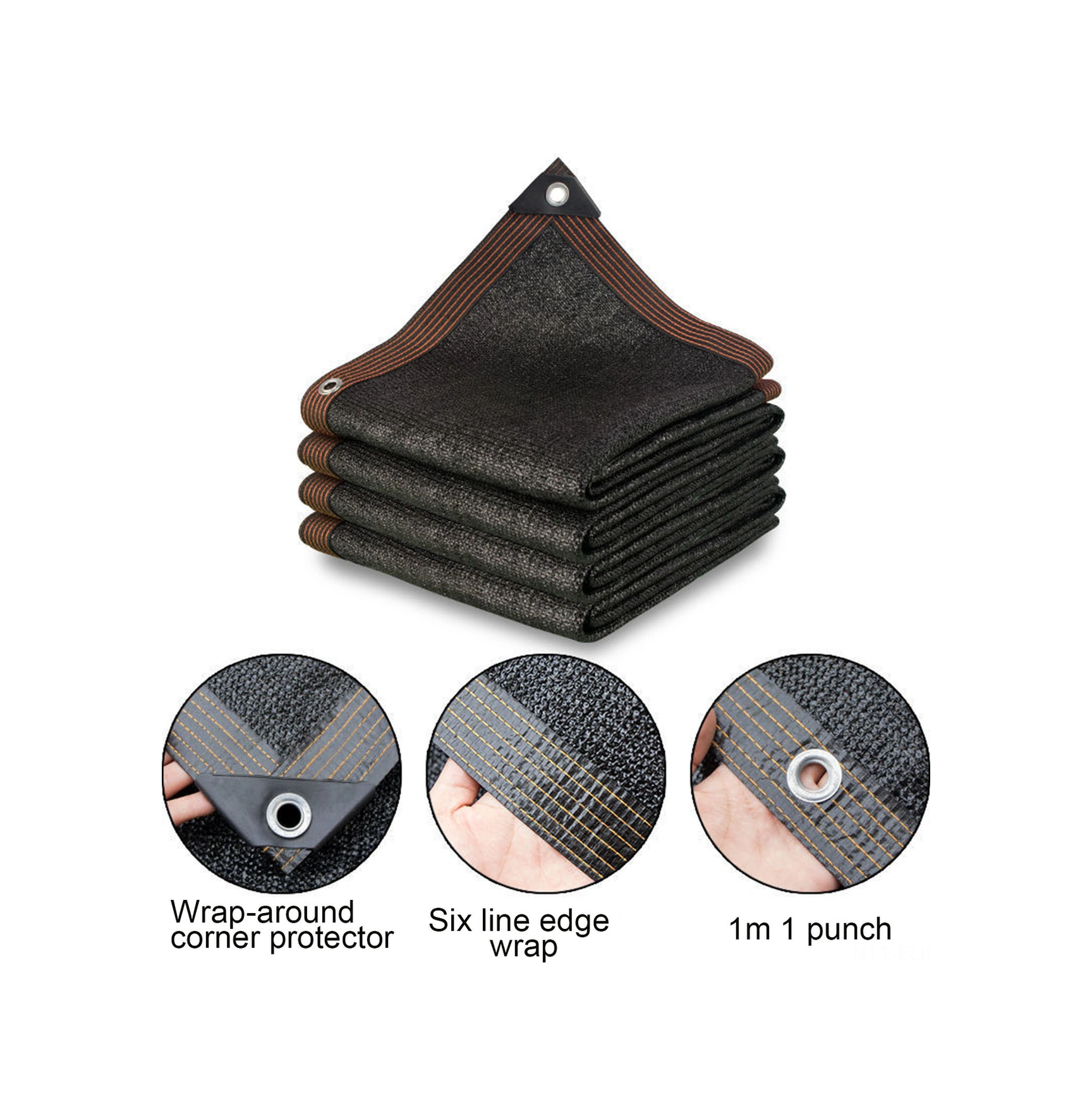 Xindoker Siyah Yüksek Yoğunluklu Polietilen Gölge Tüyü: 90% Gölge Oranı, Yağmurlu, Nemli, Güneş Koruyucu, Soğutucu - 2m X 5m