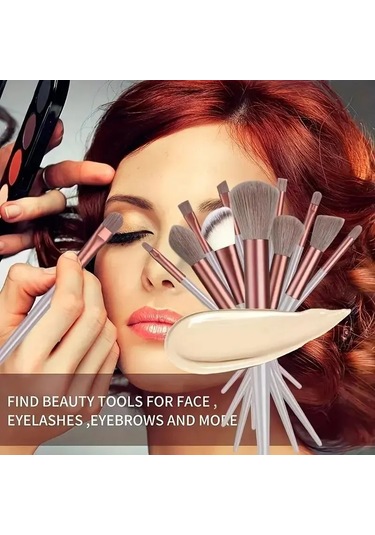 Makyaj Fırça Seti Yumuşak Kabarık Profesyonel Kozmetik Fondöten Pudra Göz Farı 13pcs Brown Egg