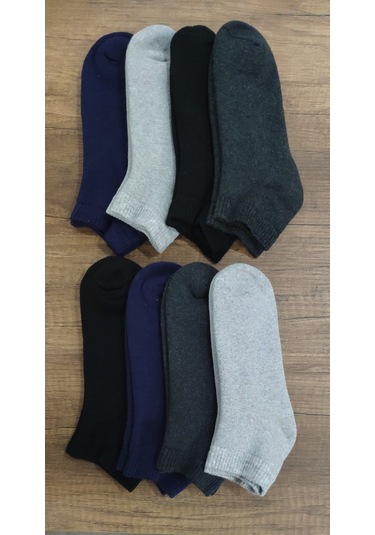 Dikişsiz Kışlık Kalın Havlu Patik Çorap 8 Çift Pamuklu Siyah