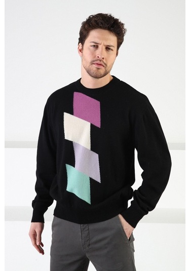 Ferraro Siyah Bisiklet Yaka %100 Kuzu Yünü Erkek Kazak Siyah (536154948) Siyah