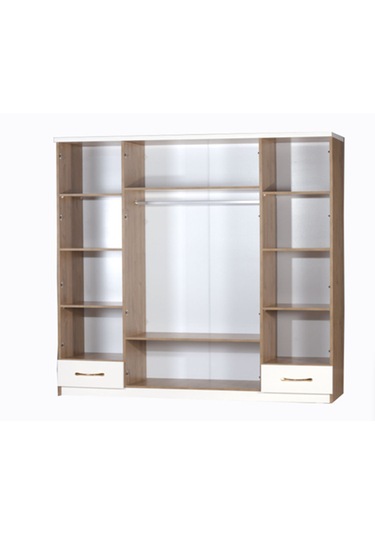 Elmas Beyaz Ahşap Çıtalı 4 Kapaklı Gardırop