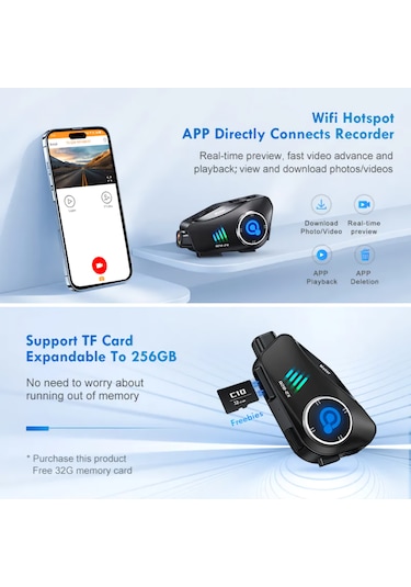 Q28 Kameralı Motosiklet Kask Intercom Kulaklık Ve Kayıt Kamerası