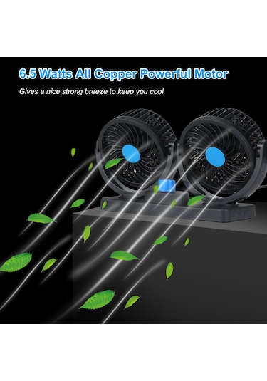 Suofeng "12v Çift Başlı Usb Fan - 360 Derece Dönebilir, 2 Hız Ayarlı, Taşınabilir Ofis/araç Soğutucu"