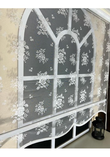 Çift Mekanizmalı Kırık Beyaz Tül Perde Ve Ekru Stor Perde Stb45253-v01