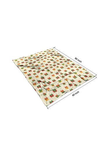 Noel Desenli 60x80 İnç Polar Battaniye, Yumuşak, Hafif Ve Kalın, Erkek, Kadın Ve Çocuk İçin Noel Hediye Kurdele