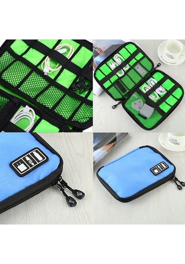 Sones Taşınabilir Seyahat Düzenleyici Depolama Toplama Çantası Kılıf Kese Dijital Alet Elektronik Aksesuarlar, Boyut: 25,7 18,5 1,2 Cm Mavi Diğer