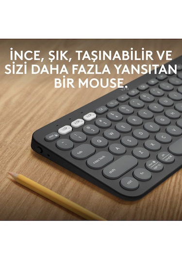 K380s Pebble Keys 2 Çoklu Cihaz Özellikli Bluetooth İngilizce Q