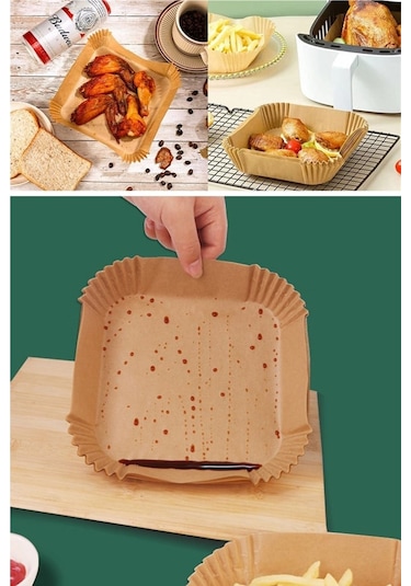 TP Company 100 Adet Airfryer Pişirme Kağıdı Kare Tabak Model Yağlı Kağıt