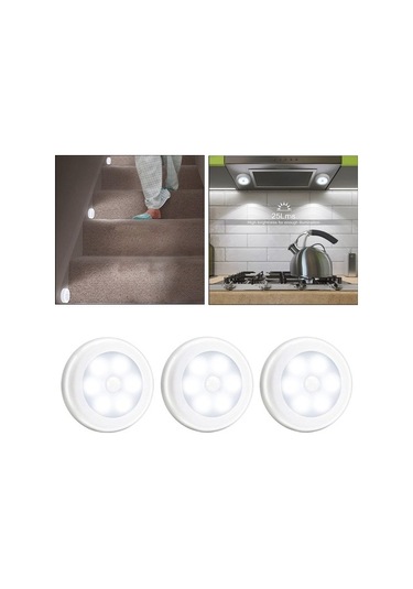 Metabagua 3 Adet Led Işık Bedsides Hareket Sensörü Gece Işık Duvar Banyo Koridor Beyaz Beyaz Işık Için Qrvr0y Beyaz