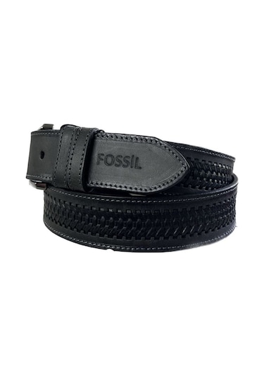 Fossil Gri Desenli Hakiki Deri Spor Kemer 4cm-125cm Gri