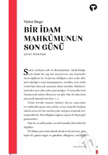 Bir İdam Mahkumunun Son Günü - Victor Hugo - Turkuvaz Kitap
