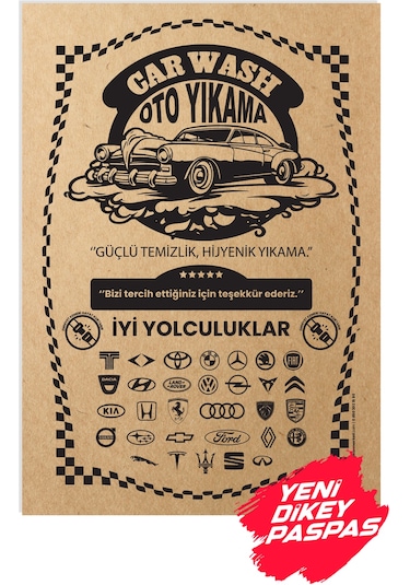 Kraft 120 G 35x50 CM Kalın Oto Dikey Paspas Kağıdı 100 Adet