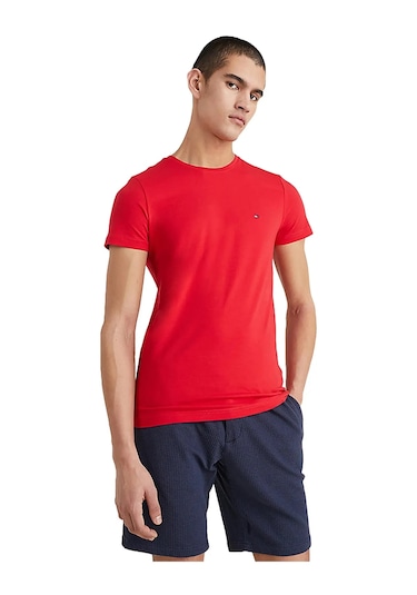 Tommy Hilfiger Klasik Sıfır Yaka T-shirt Kırmızı
