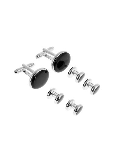 Magideal SuntekResmi Kostüm Gömlek Siyah Yuvarlak Broş 6 Adet Siyah