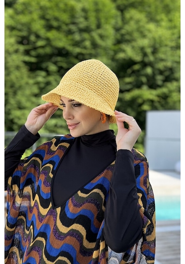 Remsa Mayo El Örgü Hasır Şapka Rş-83 Sarı Sarı