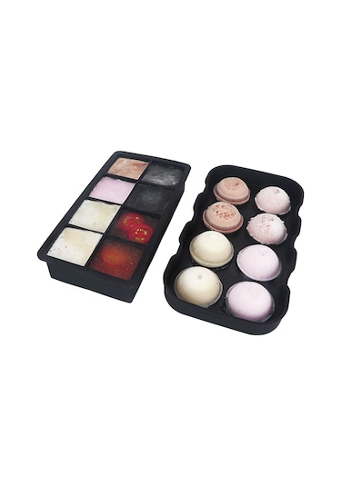 Xiyyadms Siyah Silikon Buzluk Seti: 8 Kare + 8 Yuvarlak Delikli Kapaklı Kalıplar, Esnek, Donuk Kokudan Koruyucu, Mutfak Ve Restoran İçin Çok Renkli