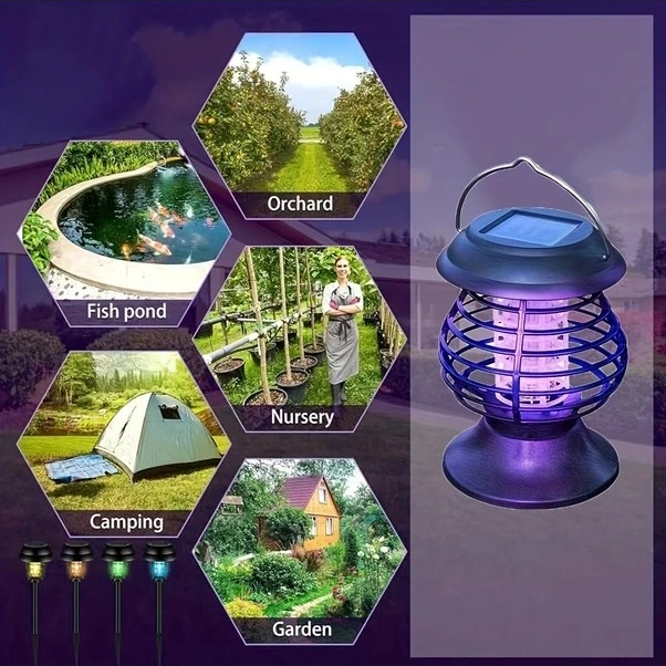 Trendooze Siyah Solar Sessiz Sinek Kovucu Bahçe İçin Yüksek Performanslı