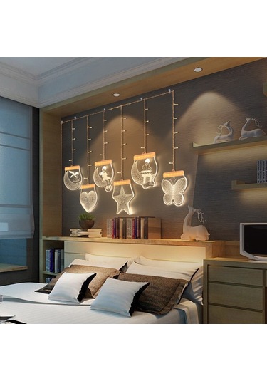 Sones 2m Romantik Kız Buz Sarkıtı Lambası Pencere Dekorasyonu Asılı Lamba, Stil: Renkli Işık Diğer