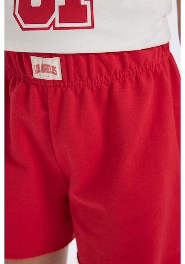 Defacto Kız Çocuk Dokuma Etiketli Şort D0907A824HSRD117 Kırmızı