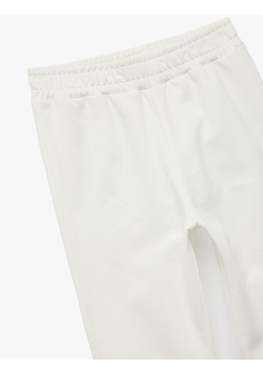 Koton Pamuklu Beli Lastikli Basic Şardonlu Jogger Eşofman Altı Ekru 6wmg40030ak