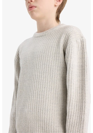 Defacto Erkek Çocuk Bisiklet Yaka Triko Kazak C9468a825augr210 Gri