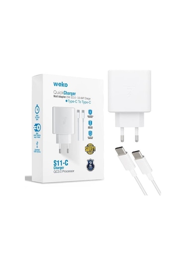 Weko Wk-21440 S11-c 25 Watt Telefon Şarj Başlık Adaptörü + Type-c To Type-c Kablo