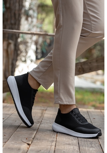 D0126 Günlük Ortopedik Erkek Sneaker Spor Ayakkabı Siyah-beyaz
