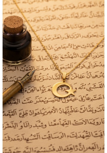 Altın Renk Ay Yıldız Çelik Kolye Kararmaz Paslanmaz Çelik Anlamlı Ve Şık Unisex Altın