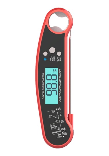 Springsun Anında Okunan Et Termometresi Dijital Gıda Termometresi Arka Aydınlatmalı Şişe Açacağı Katlanabilir Prob Su Geçirmez